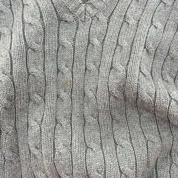 Ralph Lauren Sport Sweater  Vintage Large Women's Gray V Neck Cable Knit Preppy - Picture 5 of 7